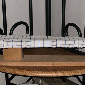 Vintage Tabletop Wood Shirt Sleeve Ironing Board Padded Cover Blue White